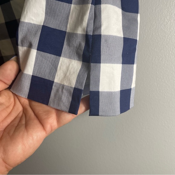TALBOTS SZ/10 Women's NavyBlue/White Gingham Sleeveless Shell Blouse 98%Cotton - Picture 5 of 11